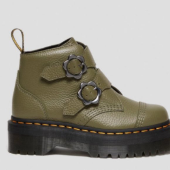 Dr Martens DEVON FLOWER BUCKLE PLATFORM MSRP$240 in Khaki Green RARE FIND COLOR - Picture 11 of 16